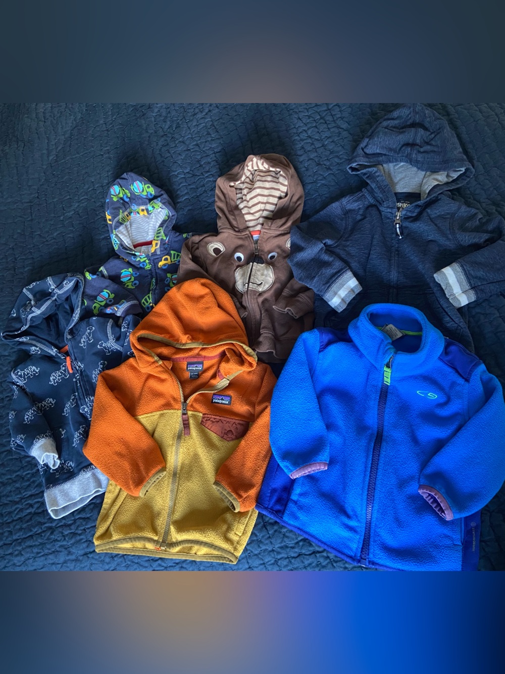 Bundle of 6 jackets Patagonia Osh Gosh and Carters sizes 12-18 months